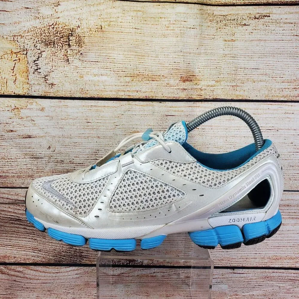 Nike Sneakers Silver Blue Mesh Zoom Air Hot Shot Dynamic Heel Running Women's 8